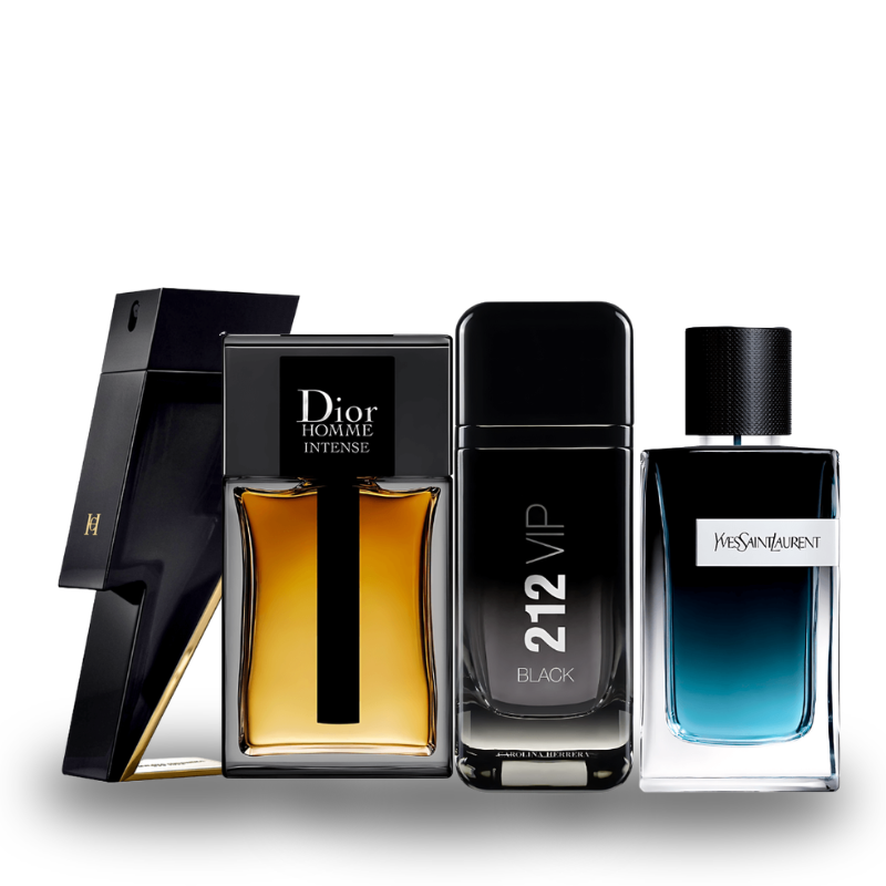 Zestaw 4 perfum: Carolina Herrera BADBOY, Dior HOMME INTENSE, Carolina Herrera 212 VIP, Yve Saint Laurent Y MEN 100ml